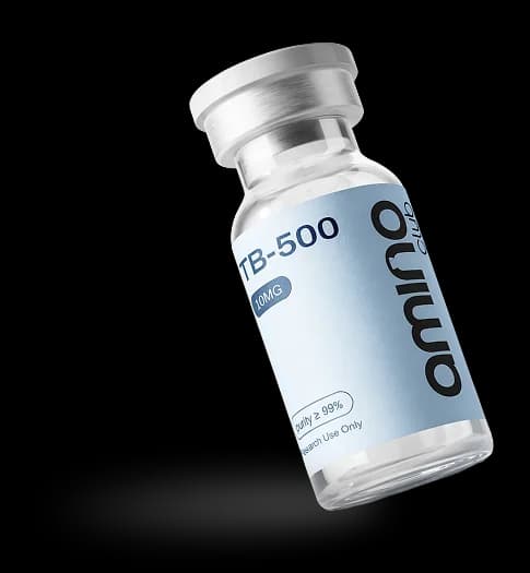 Placeholder Company TB-500 research peptide vial - 99%+ identity purity, third-party identity tested with Certificate of Analysis
